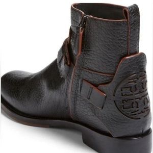 SOLD Tory Burch derby black ankle boots